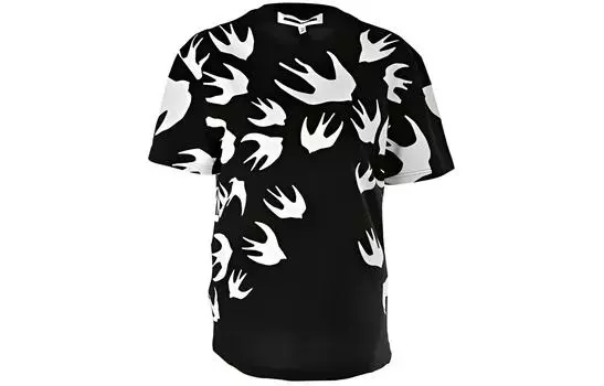 Alexander McQueen Футболка с заниженной линией плеч, черная, женская