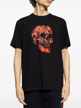 Alexander McQueen футболка Wax Flower Skull, черный