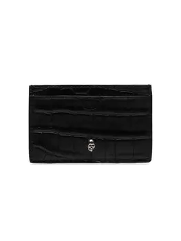 Alexander McQueen футляр для карт с тисненым эффектом крокодиловой кожи, черный