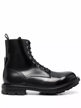 Alexander McQueen глянцевые ботинки, черный