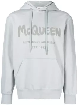 Alexander McQueen худи с кулиской и логотипом, серый