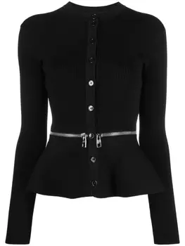 Alexander McQueen кардиган с молнией и баской, черный