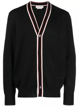 Alexander McQueen кардиган с V-образным вырезом и полосками, черный
