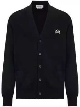 Alexander McQueen кардиган Seal с вышитым логотипом, черный