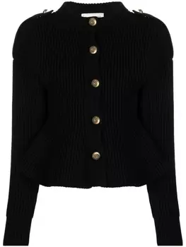 Alexander McQueen кардиган в рубчик с круглым вырезом, черный