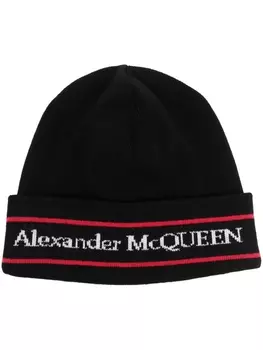 Alexander McQueen кашемировая шапка бини с логотипом, черный