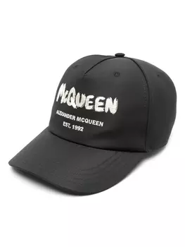 Alexander McQueen кепка с вышитым логотипом, черный