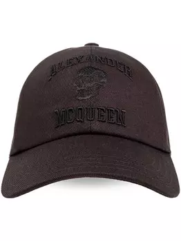 Alexander McQueen кепка с вышитым логотипом, коричневый