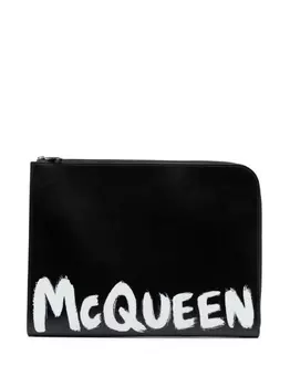 Alexander McQueen клатч Graffiti с логотипом, черный