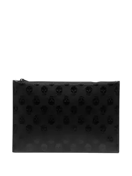Alexander McQueen клатч на молнии с принтом Skull, черный