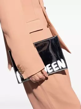 Alexander McQueen клатч с логотипом, серебристый