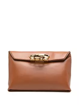Alexander McQueen клатч с ручкой-кастетом, коричневый