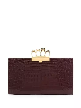 Alexander McQueen клатч с тиснением и ручкой-кастетом, красный