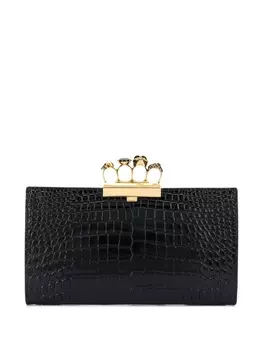 Alexander McQueen клатч с тиснением и ручкой-кастетом, черный