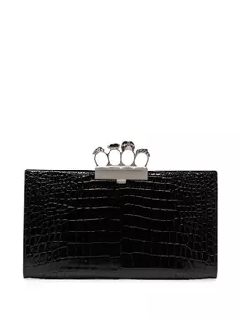 Alexander McQueen клатч с тиснением под крокодила и ручкой-кастетом, черный