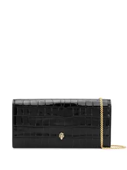 Alexander McQueen клатч с жатым эффектом, черный