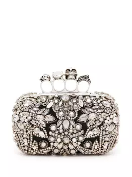 Alexander McQueen клатч Victorian Jewel Knuckle, серый