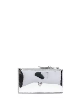 Alexander McQueen кошелек с эффектом металлик и декором Skull, серебристый