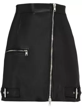 Alexander McQueen кожаная мини-юбка на молнии, черный