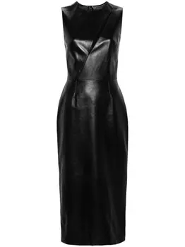 Alexander McQueen кожаное платье миди, черный
