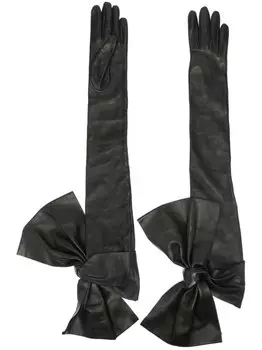 Alexander McQueen кожаные перчатки с бантами, черный