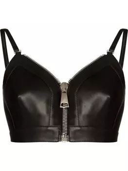 Alexander McQueen кожаный топ-бра, черный
