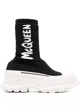Alexander McQueen кроссовки-носки с логотипом, черный