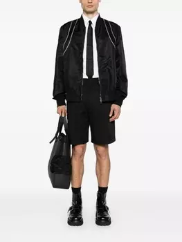 Alexander McQueen куртка-бомбер на молнии с отделкой кантом, черный