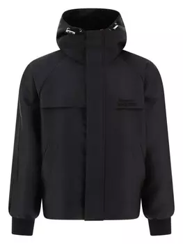 Alexander McQueen куртка с капюшоном и вышитым логотипом, черный