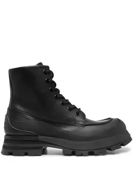 Alexander McQueen lace-up leather boots, черный