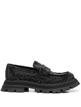 Alexander McQueen лоферы с кристаллами, черный