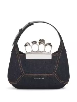 Alexander McQueen маленькая сумка-тоут The Jewelled Hobo из денима, синий