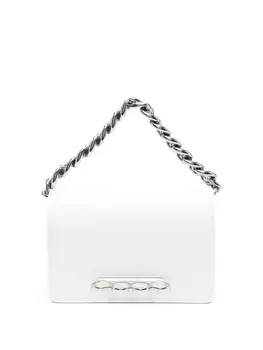 Alexander McQueen мини-сумка Four Ring с цепочкой, белый