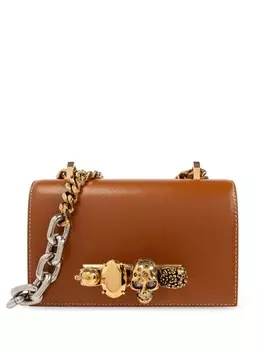 Alexander McQueen мини-сумка со штапелем Knuckleduster, коричневый