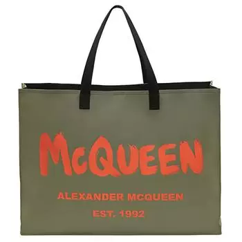 Alexander McQueen Мужская хлопковая сумка на одно плечо, цвет армейский зеленый