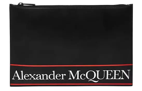 Alexander McQueen Мужской портфель-клатч из коровьей кожи, черный/красный