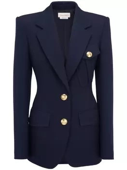 Alexander McQueen однобортный пиджак Military, синий