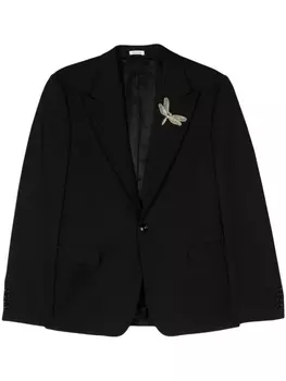 Alexander McQueen однобортный пиджак с вышивкой, черный