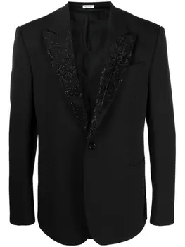 Alexander McQueen однобортный пиджак с вышивкой, черный