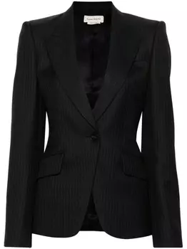 Alexander McQueen однобортный пиджак в тонкую полоску, синий