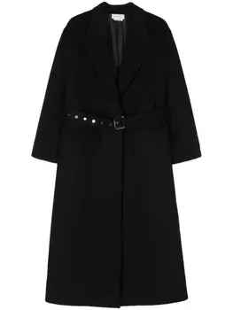 Alexander McQueen пальто из смесовой шерсти с поясом, черный