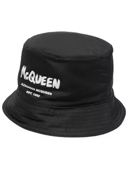 Alexander McQueen панама с логотипом, черный
