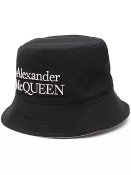 Alexander McQueen панама с вышитым логотипом, черный