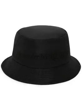 Alexander McQueen панама с вышитым логотипом, черный