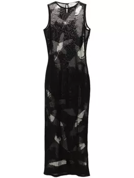 Alexander McQueen платье-карандаш с перьями и интарсией, черный