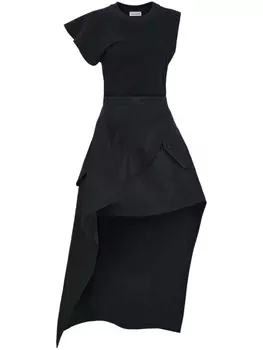 Alexander McQueen платье миди асимметричного кроя, черный
