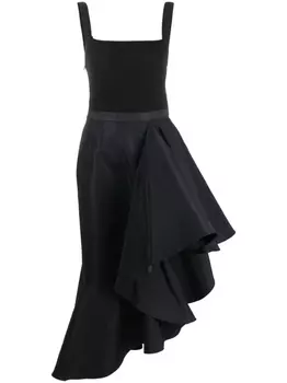 Alexander McQueen платье миди асимметричного кроя, черный