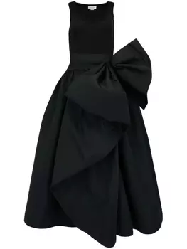 Alexander McQueen платье миди Hybrid с бантом, черный