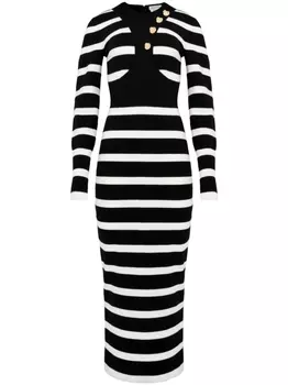 Alexander McQueen платье миди в полоску, черный