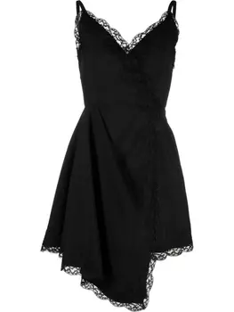 Alexander McQueen платье мини асимметричного кроя с кружевом, черный